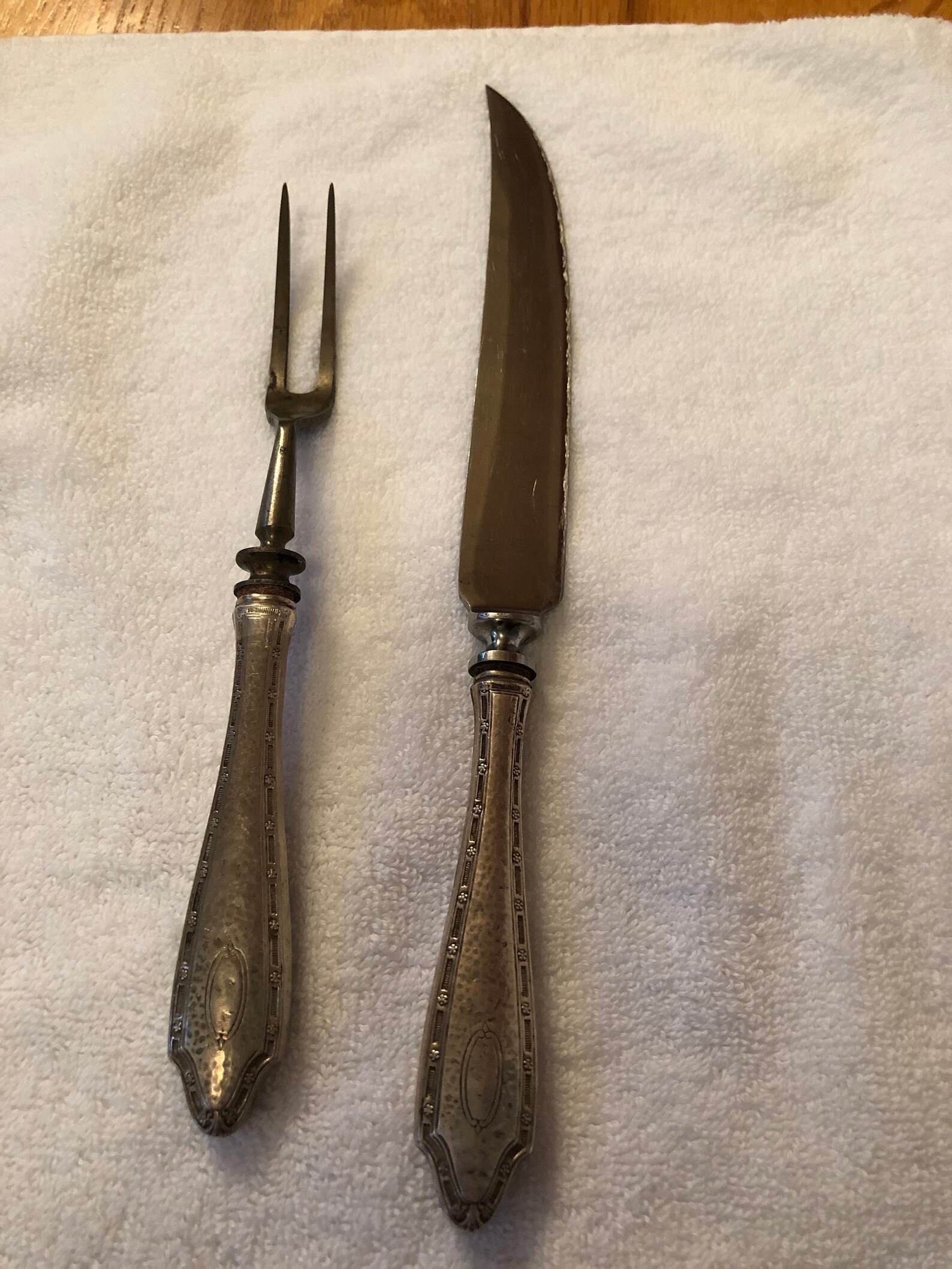 Antique sterling silver fork and knife meat carving and Etsy