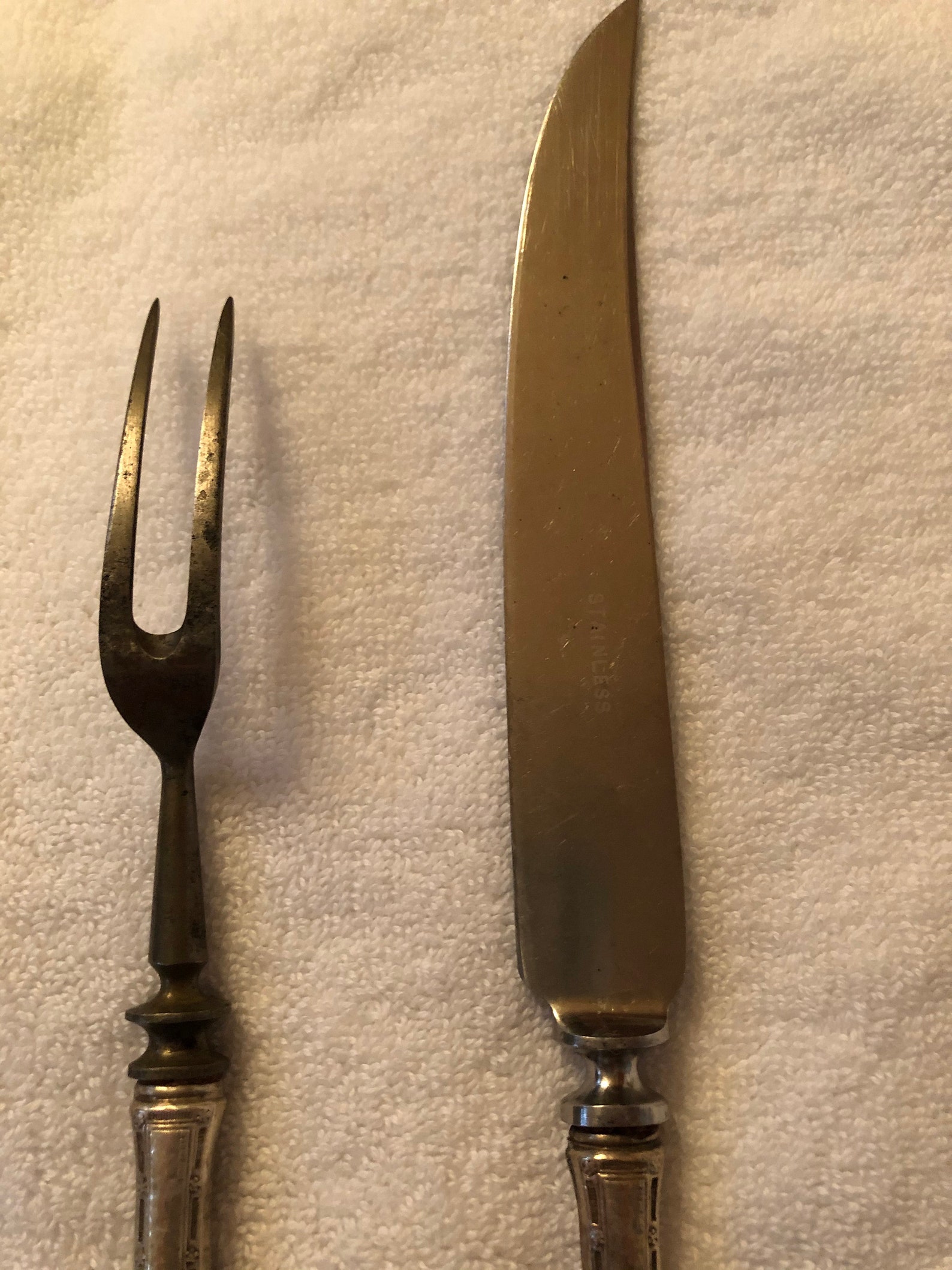 Antique sterling silver fork and knife meat carving and Etsy