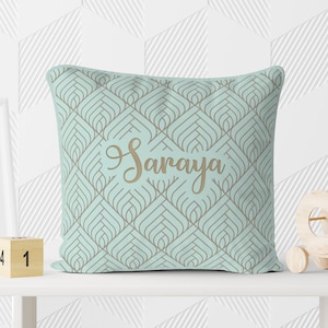 Cojín personalizado para niños Mint Art Deco