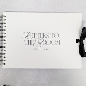 Álbum de recortes Cartas al novio, tamaño A4, papel de aluminio auténtico, lazo de cinta, edición limitada en blanco clásico