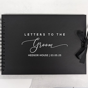 Álbum de recortes Cartas al novio, tamaño A4, papel de aluminio auténtico, lazo de cinta, edición negra
