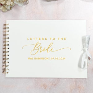 Álbum de recortes Cartas a la novia, tamaño A4, papel de aluminio auténtico, lazo de cinta, edición blanca