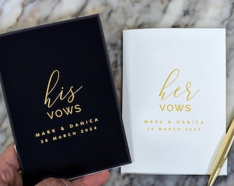 Juego de libros de votos personalizados - Para él y para ella - A6 - Acabado en lámina metalizada