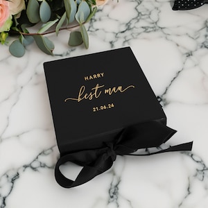 Groomsman Best Man Gift Box - Personalised - Small Wedding Favour - Real Foil