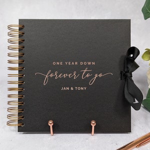 Personalised Couple Scrapbook for First Anniversary or Wedding - One Year Down Forever to Go - Real Foil