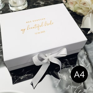 Meine schöne Braut Geschenkbox - A4 - Hochzeitskorb - Personalisiert - Echte Folie