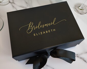 Brautjungfer Geschenkbox - Schwarz A5 - Antragskorb - Personalisiert - Echte Folie