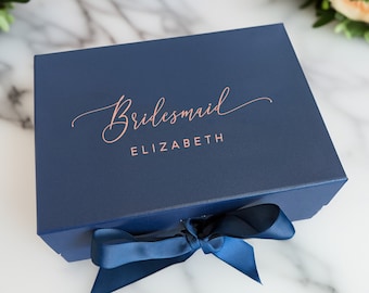 Brautjungfer Geschenkbox - Navy A5 - Antragskorb - Personalisiert - Echte Folie