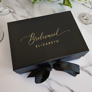 Bridesmaid Gift Box - Black A5 - Proposal Hamper - Personalised - Real Foil