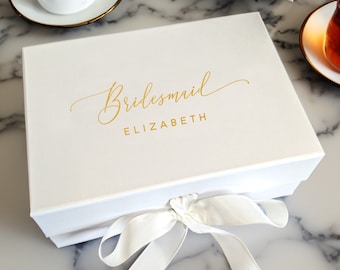 Coffret cadeau de demoiselle d'honneur - blanc A5 - panier à propositions - personnalisé - véritable feuille d'aluminium