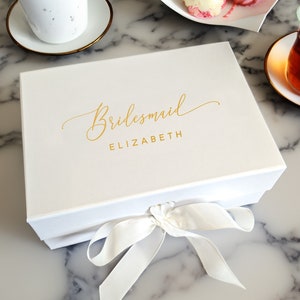 Bridesmaid Gift Box -  White A5 - Proposal Hamper - Personalised - Real Foil