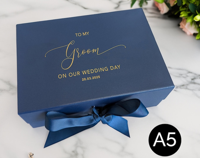 To My Groom Gift Box – Personalised Wedding Keepsake Gift Box with Hidden Note – Groom Wedding Day Gift from Bride (A5)