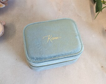 Large velour jewellery case - personalised - travel box