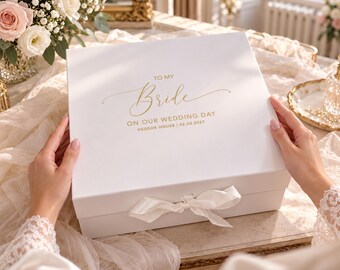 To My Bride Wedding Day Keepsake Personalised | White - XL -Real Foil