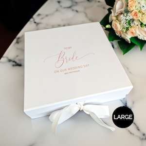Caja de regalo personalizada para mi novia / Día de la boda / Blanca / Lujosa / Grande / Lámina de aluminio real