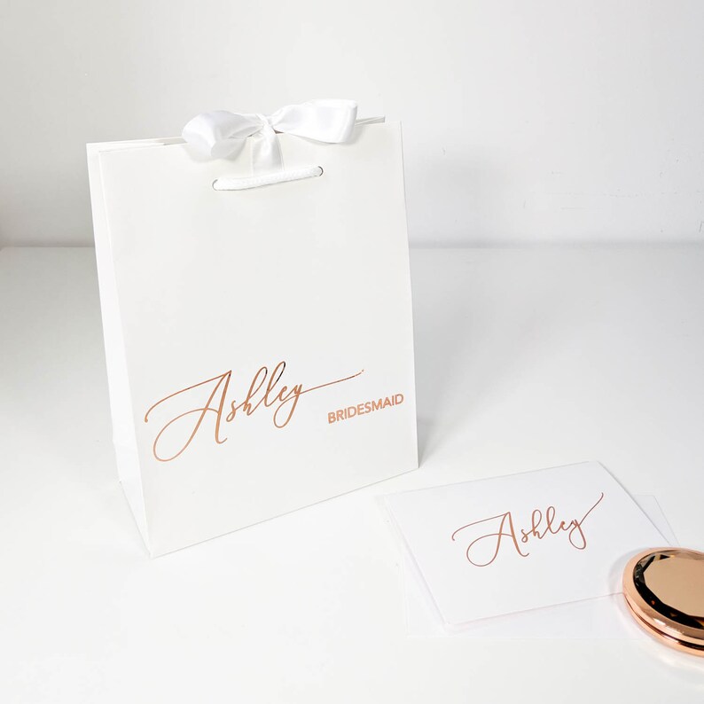 Personalised Gift Bag With Card Bridesmaid White Silver Etsy UK