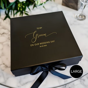 To My Groom Gift Box - Personalised - Large - Black - Real Foil