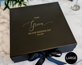 To My Groom Gift Box - Personalised - Large - Black - Real Foil