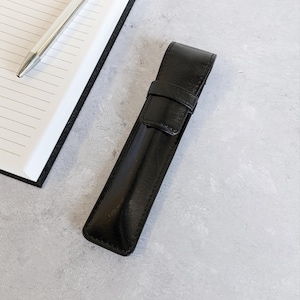 Leather Pen Case - Black and Brown - Holder Pouch