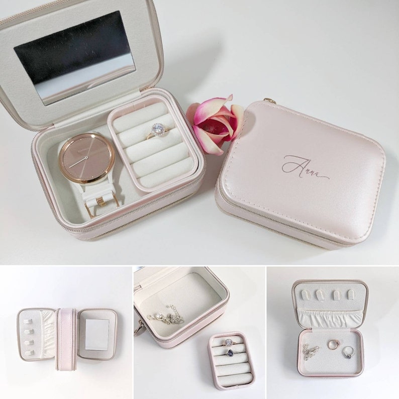 Personalised Jewellery Box Travel Case Blush Pink Etsy