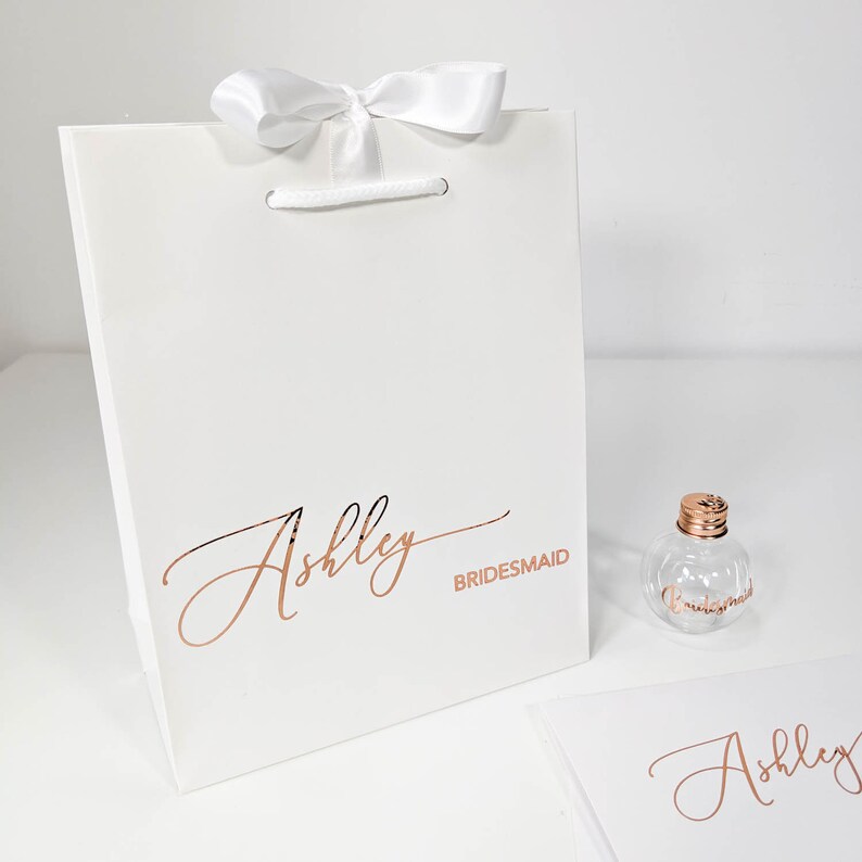 Personalised Gift Bag With Card Bridesmaid White Silver Etsy UK