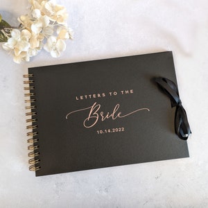 Letters to the Bride A4 Scrapbook Album Real Foil Ribbon Tie Copper Coil Black & Rose Gold