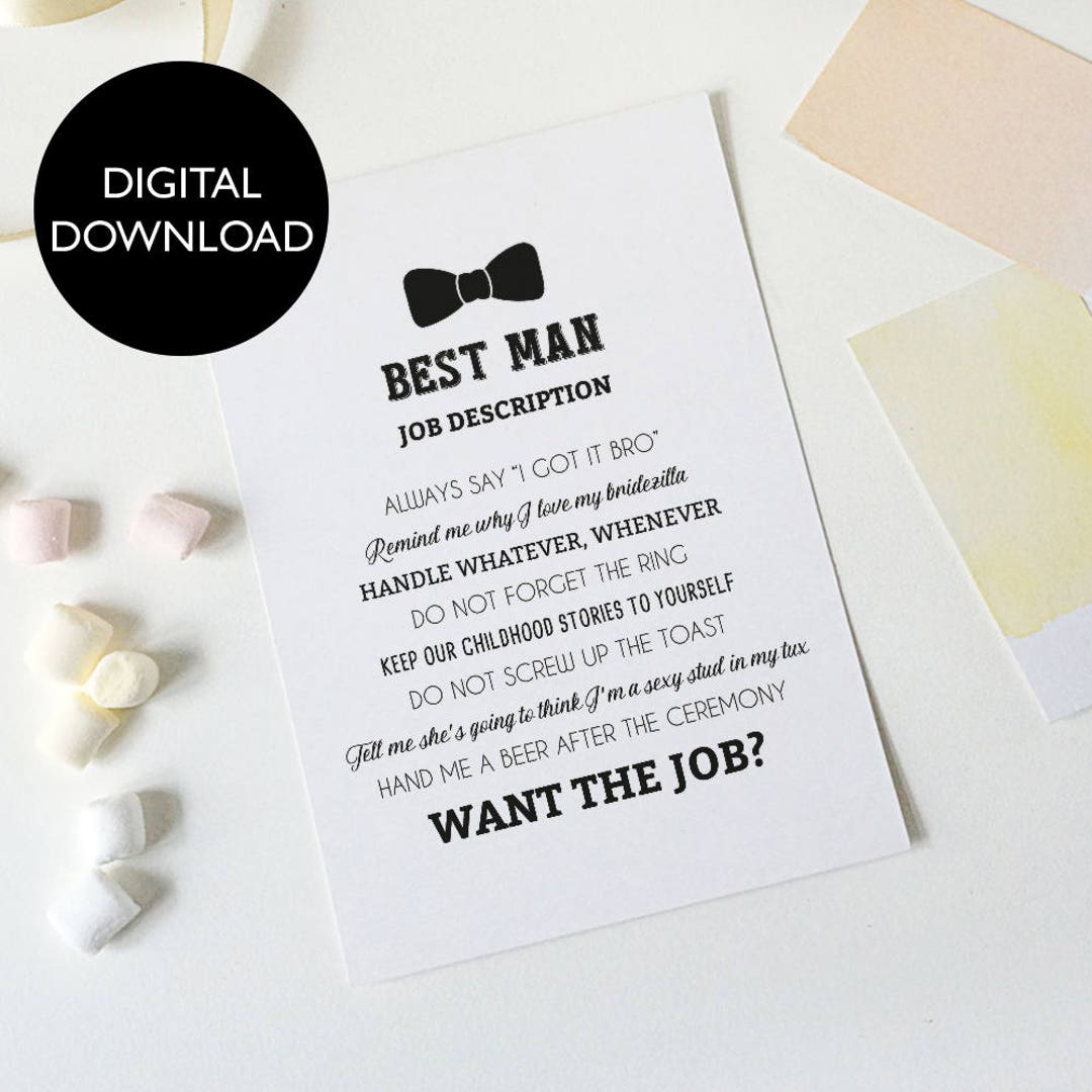 Best Man Proposal Job Description Invitation Will You Be Etsy UK