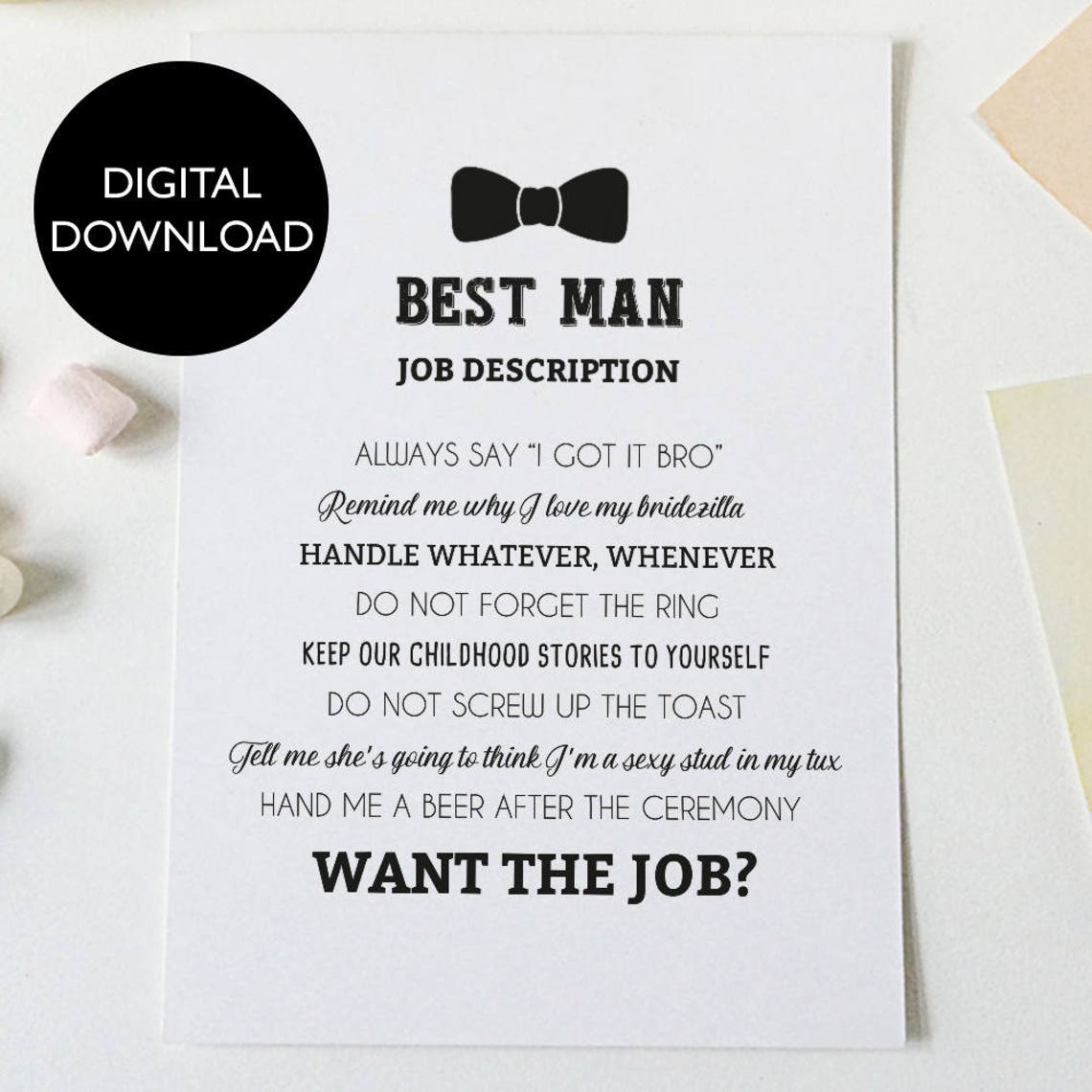 Best Man Proposal Job Description Invitation Will You Be Etsy UK