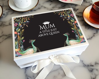 Boîte anniversaire pour maman - Motif paon | Cadeau pour maman | Grand-mère | Nan | Maman