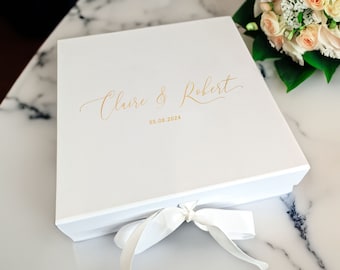 Caja de regalo de boda personalizada - Grande - para recién casados y aniversarios