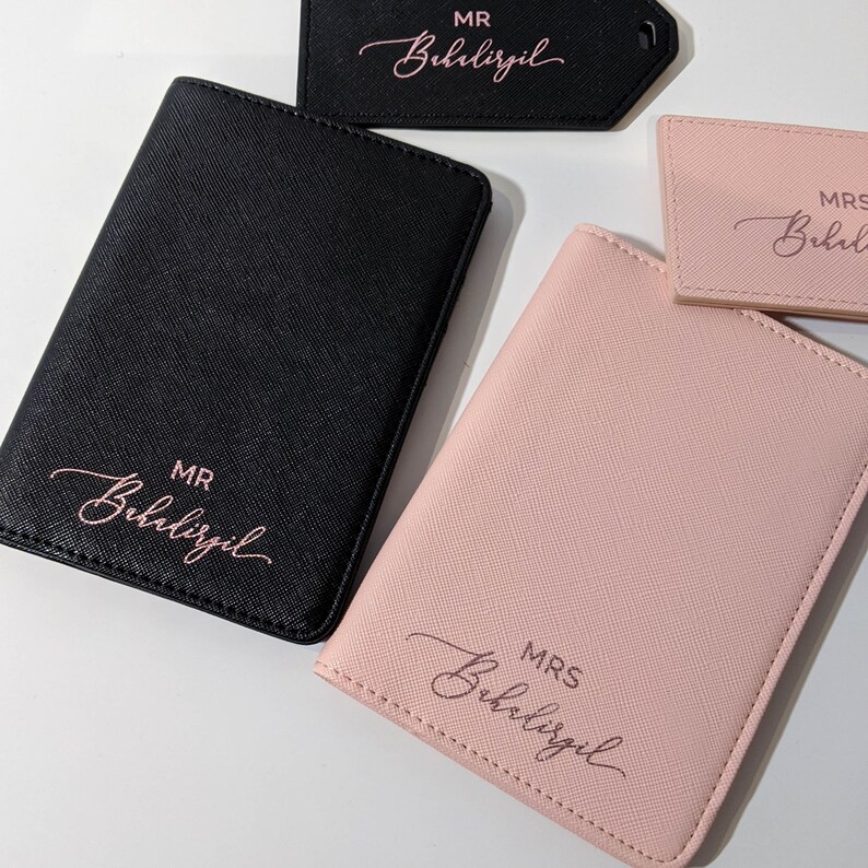 Personalised Mr & Mrs Passport Covers and Luggage Tags Faux Etsy UK