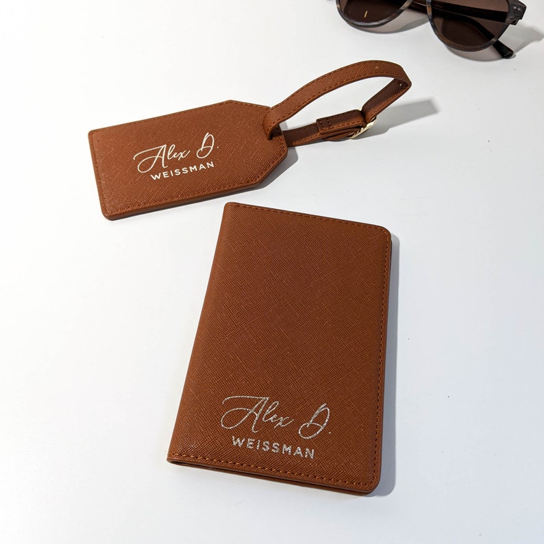 Personalised Passport Cover & Luggage Tag Faux Leather Tan Etsy