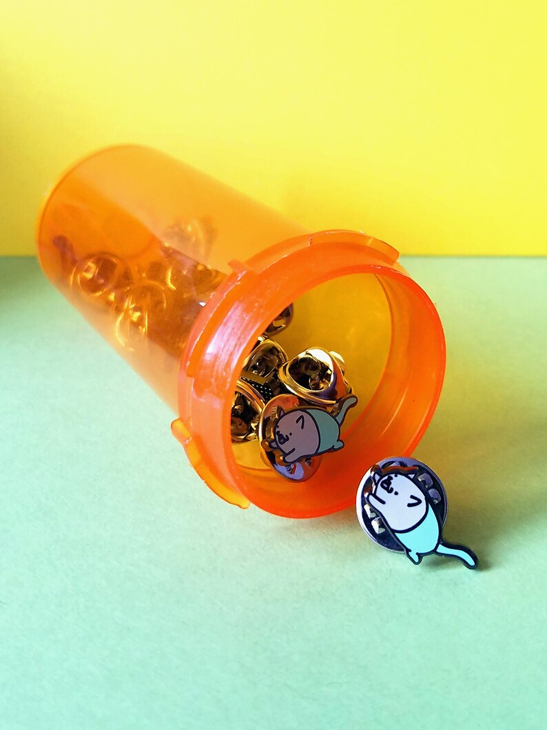 Pill Cat Enamel Pins Etsy Canada