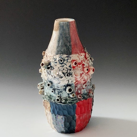 Multi Colored Test Tile Bud Vase Ceramic Sculpture Gift Etsy