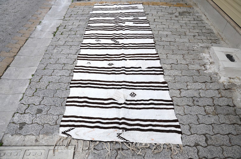 Vintage HEMP Rug oushak rugs,handwoven bohemian rugs,HEMP rugs,rugs,design,anatolian rugs,Runner Rug,Hemp Runner ,rug turkish 11'x3 ft image 1