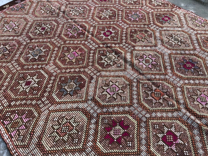 Traditional Kilim Rug ,goat Wool Vintage Turkish Kilim Rug , Living