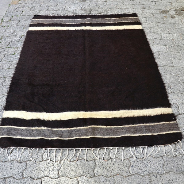 Türkischer Schwarzer Kelim,Angora Teppich,Dekorativer Kelim,Handgewebter anatolischer Kelim,Vintage Tribal KelimTeppich,16x10 cm