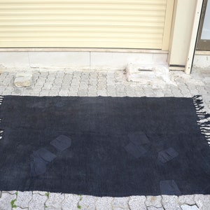 Alfombra hemp, alfombra de cáñamo negro, alfombra de cáñamo anatolia, alfombra de cáñamo tejida a mano, alfombra vintage turca, alfombra de cáñamo antigua 6.7 x4.6ft, 205x141cm imagen 4