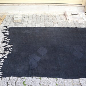 Alfombra hemp, alfombra de cáñamo negro, alfombra de cáñamo anatolia, alfombra de cáñamo tejida a mano, alfombra vintage turca, alfombra de cáñamo antigua 6.7 x4.6ft, 205x141cm imagen 3