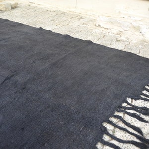 Alfombra hemp, alfombra de cáñamo negro, alfombra de cáñamo anatolia, alfombra de cáñamo tejida a mano, alfombra vintage turca, alfombra de cáñamo antigua 6.7 x4.6ft, 205x141cm imagen 6