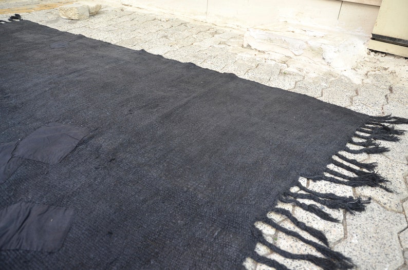 Alfombra hemp, alfombra de cáñamo negro, alfombra de cáñamo anatolia, alfombra de cáñamo tejida a mano, alfombra vintage turca, alfombra de cáñamo antigua 6.7 x4.6ft, 205x141cm imagen 6