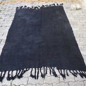Alfombra hemp, alfombra de cáñamo negro, alfombra de cáñamo anatolia, alfombra de cáñamo tejida a mano, alfombra vintage turca, alfombra de cáñamo antigua 6.7 x4.6ft, 205x141cm imagen 1