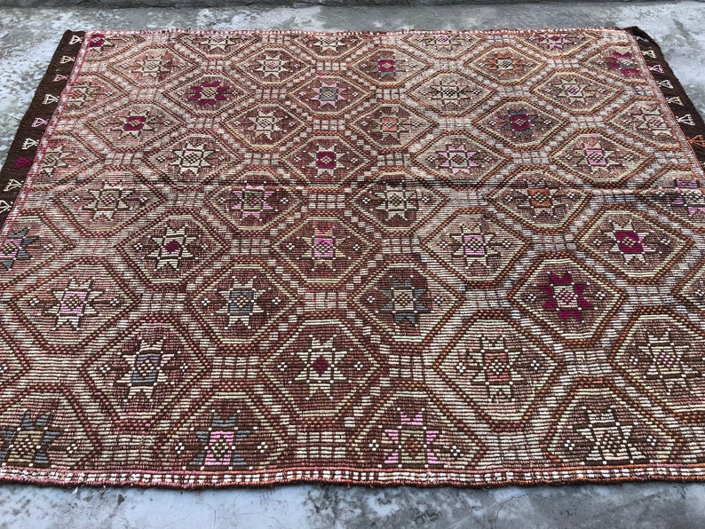 Traditional Kilim Rug ,goat Wool Vintage Turkish Kilim Rug , Living