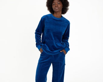 Adult tracksuit, royal blue velours woman adult set, women pyjamas, adult velour lounge wear set, festival clothing, summer lounge wear