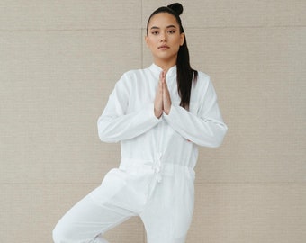 Natural white linen unisex adult overall, women jumpsuits, organic and sustainable overall, festival clothing, summer onepiece