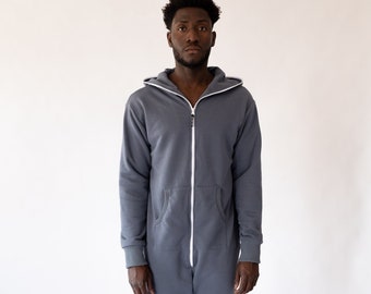 Adult overall, dar grey unisex jumpsuit, hooded pyjamas, adult jumpsuits, adult overall, festival clothing, onepiece with hood ROCK