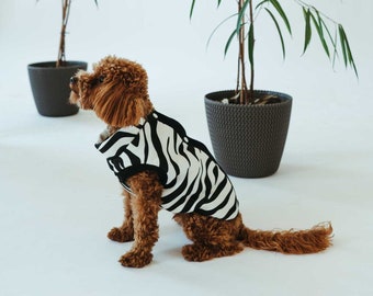 Animal print Hundeoverall, Hundebekleidung, trendiger bedruckter Hundepullover, Hundeoverall ZEBRA