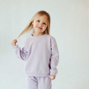 Kids Light Purple Sweatshirt: Cotton Blend Pullover