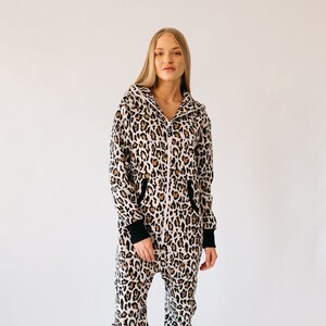 Adult Overall Pajamas Full Length Lounger with Zipper, Womens Overall, hooded embroidery, plus size Overall, unisex jumpsuit GEPARD image 3