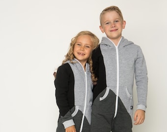 SOFA KILLER tricolor kids overall Grey, kids jumpsuit, kids overall, kids overall, kids warm overall, cotton kids overall